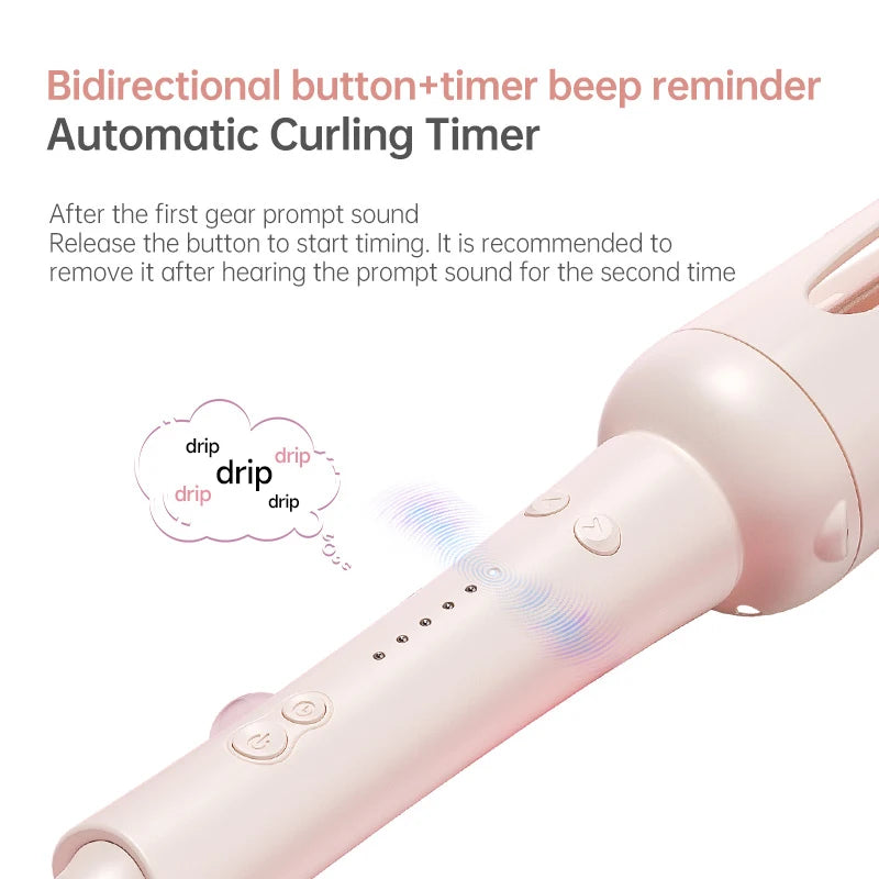 Ferro arricciacapelli automatico professionale Bigodino per capelli rotante a 3 velocità Bacchetta per styling riscaldata in ceramica con strumenti per lo styling per la cura dei capelli agli ioni negativi