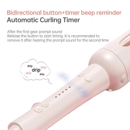 Ferro arricciacapelli automatico professionale Bigodino per capelli rotante a 3 velocità Bacchetta per styling riscaldata in ceramica con strumenti per lo styling per la cura dei capelli agli ioni negativi