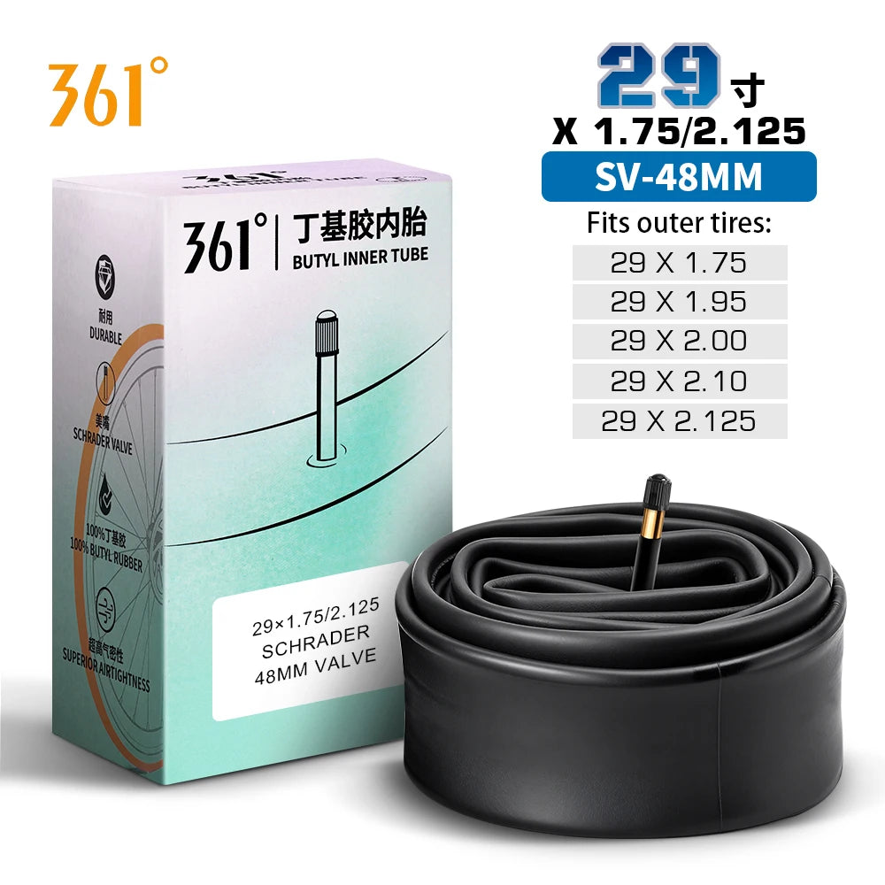 Camera D'Aria 361 Degrees Con Valvola Schrader Pneumatici MTB e Bici Da Ciclismo Misure Da 12 A 29 Pollici