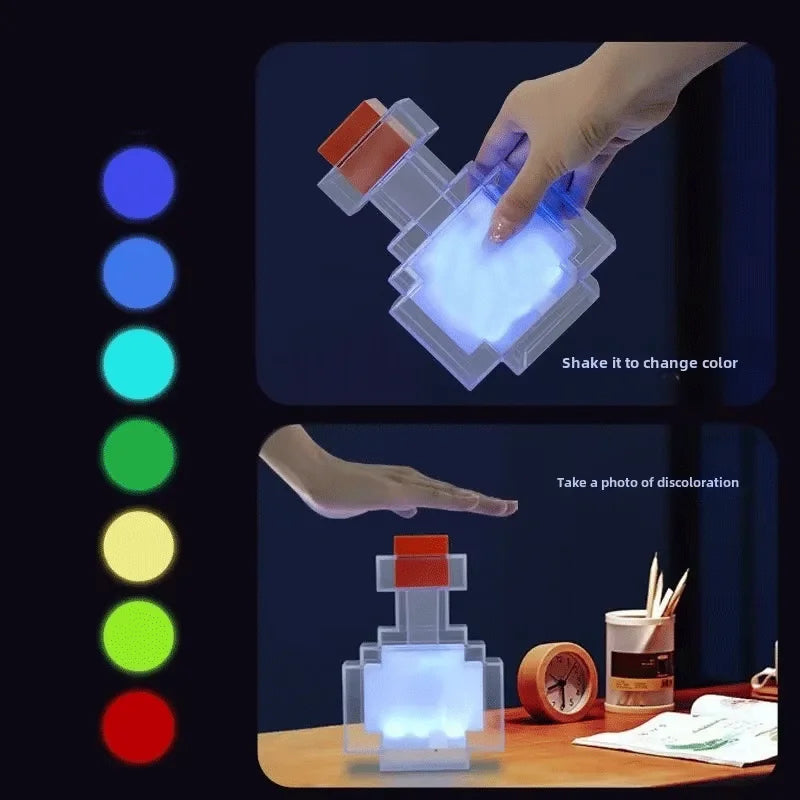 Luce Notturna Ricaricabile a 7 Colori in Design Bottiglia di Medicina Liquida per Camera da Letto