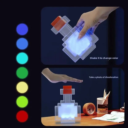Luce Notturna Ricaricabile a 7 Colori in Design Bottiglia di Medicina Liquida per Camera da Letto