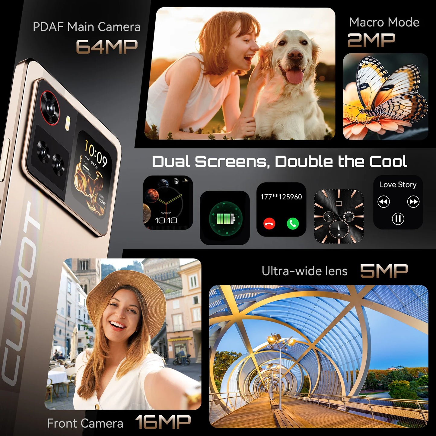 Cellulari Smartphone 5G Cubot X100, Android 15, Dimensity 7025, 6nm, 2.5GHz, schermo da 6.88 pollici 120Hz, 16GB RAM (8GB+8GB estesi), 256GB ROM, fotocamera da 64MP, batteria da 5100mAh, telefoni 5G, NFC telefono, GPS