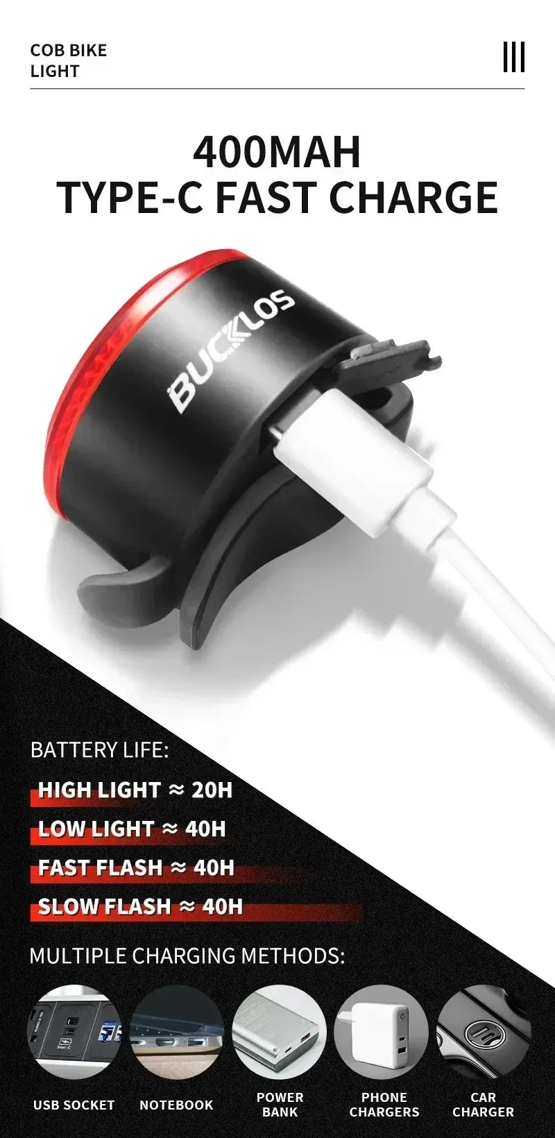 Luci Frontali e Posteriore per Bicicletta Ricaricabili USB Impermeabili LED COB MTB e Bici da Strada