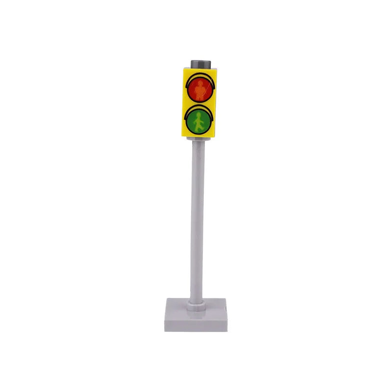 18 set MOC Street Traffic Building Blocks City Road Segnali stradali Blocchi Giocattoli Segnaletica classica Scheda di avvertimento Mattoni Parti di giocattoli