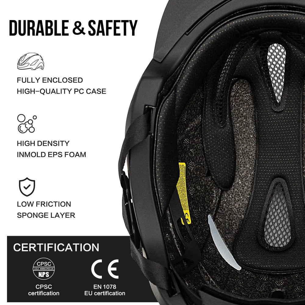 Casco Da Bicicletta Horntour HT-16 Con Luci Led Frontali e Posteriori Segnali Leggero Certificato CE