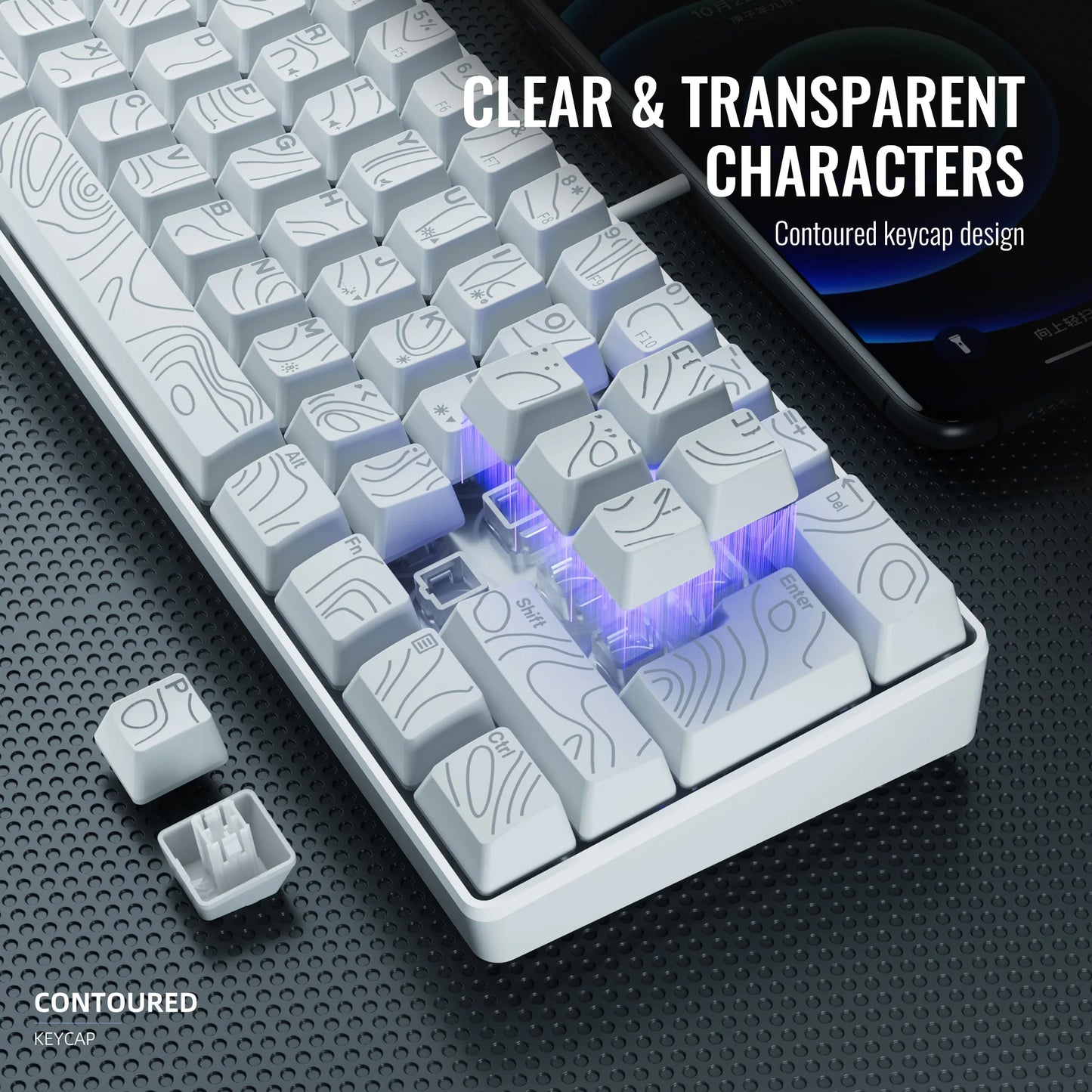 Tastiera Compatta Cablata 60 Percento Con Retroilluminazione Rgb Interruttori a Membrana Per Pc Tablet Laptop Bianco