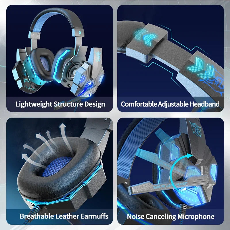Cuffie da Gaming RGB HOMEFISH SY830MV con Microfono, Cuffie Cablate Over-Ear Leggere per PC, PS5, Xbox, Switch