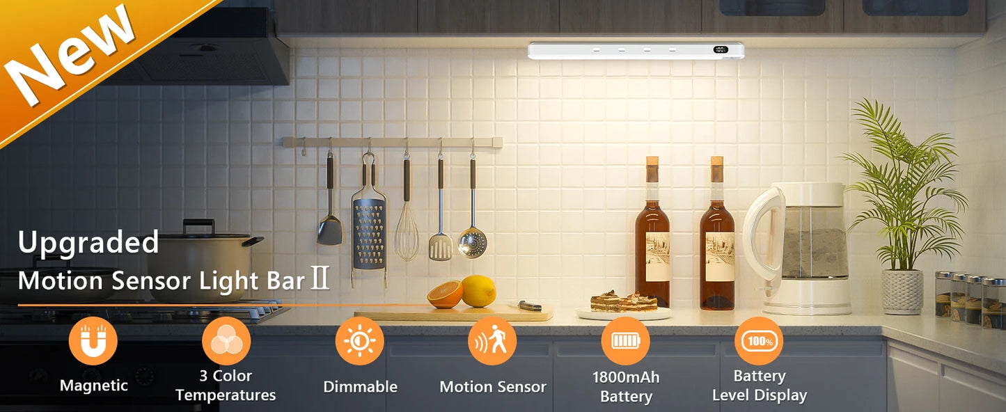 Lampada Da Armadio Con Sensore Di Movimento E Batteria Ricaricabile Barra Luminosa Touch Da 60 Led Per Luce Notturna