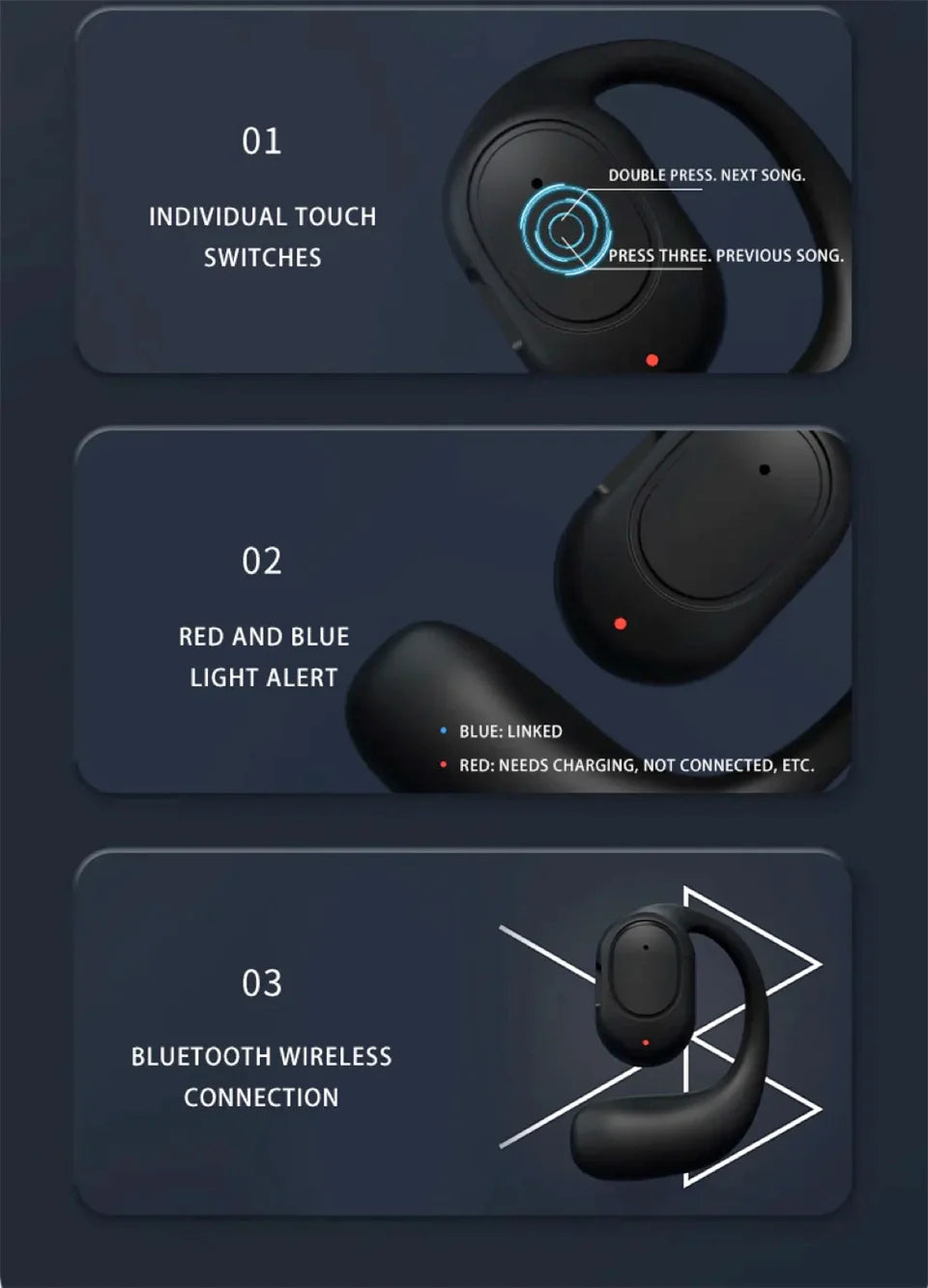 Auricolari Bluetooth Cuffie Wireless con Microfono Integrato Cancellazione Attiva del Rumore Vivavoce Impermeabili