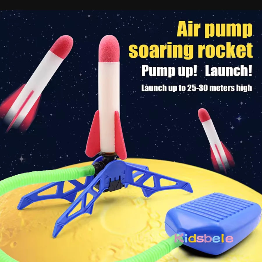 Giocattolo Lanciarazzi ad Aria Compressa con Pompa a Pedale, Set per Giochi all'Aperto per Bambini, Divertimento Sicuro a Propulsione d'Aria, Facile Utilizzo, Regalo Educativo STEM, Gioco a Pedale
