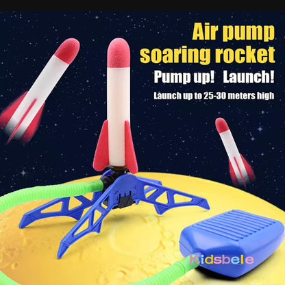 Giocattolo Lanciarazzi ad Aria Compressa con Pompa a Pedale, Set per Giochi all'Aperto per Bambini, Divertimento Sicuro a Propulsione d'Aria, Facile Utilizzo, Regalo Educativo STEM, Gioco a Pedale