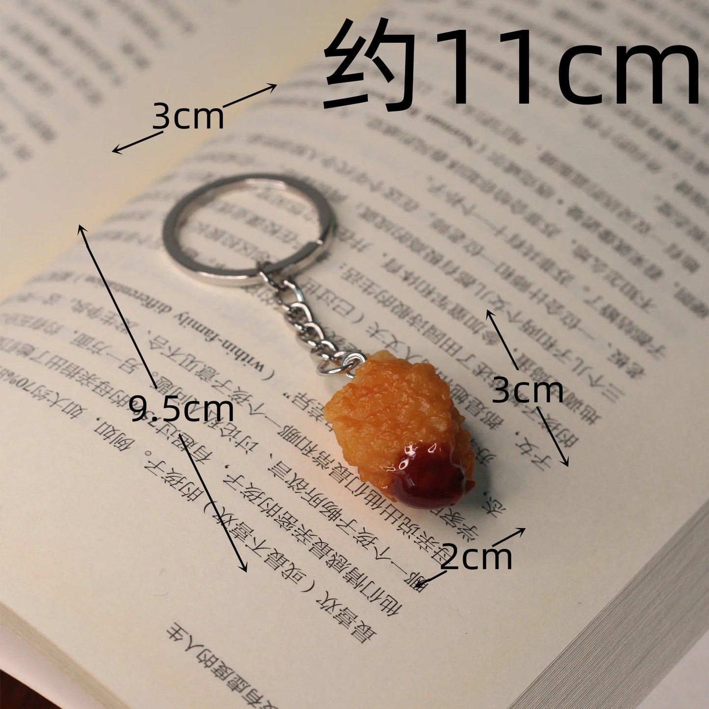Portachiavi con patatine fritte di pollo fritto, pepite di pollo fritto, cibo simulato, modello giocattolo, portachiavi, borsa per telefono per auto, ciondolo, ornamento regalo