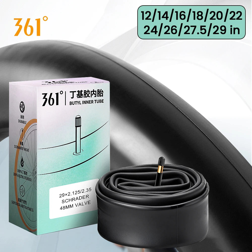 Camera D'Aria 361 Degrees Con Valvola Schrader Pneumatici MTB e Bici Da Ciclismo Misure Da 12 A 29 Pollici