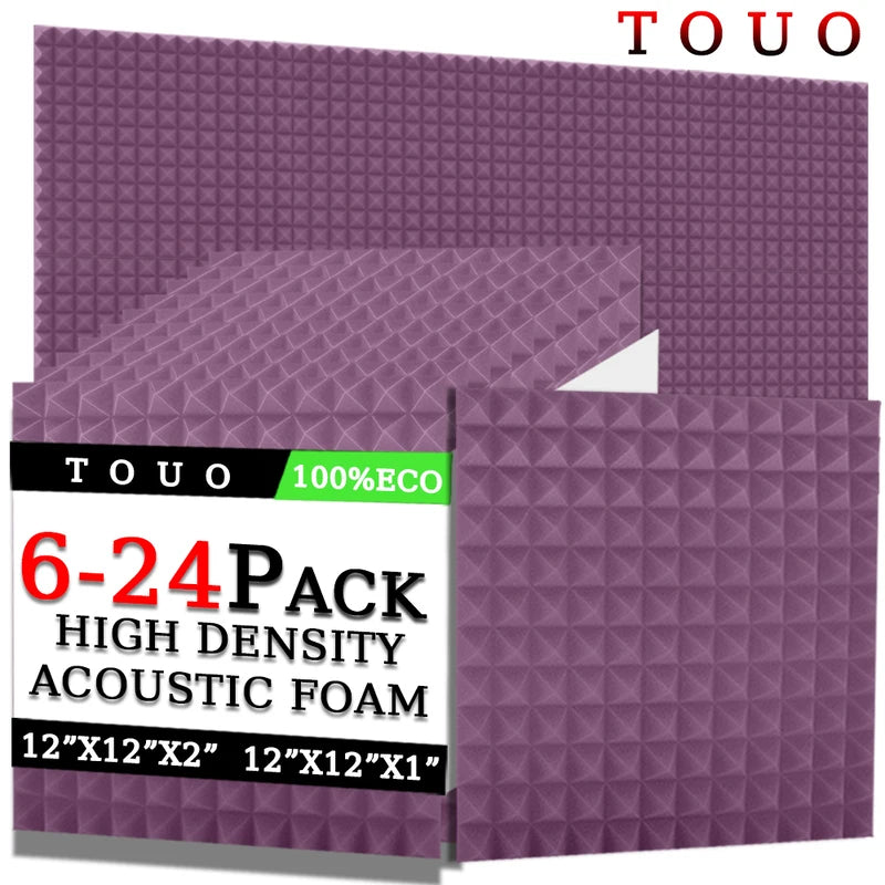 TOUO Schiuma Acustica 6/12/24 Pcs Isolamento Acustico Piramide Pannello Fonoassorbente Home Studio Trattamento Acustico Per La Camera Da Letto