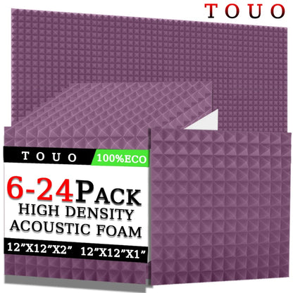 TOUO Schiuma Acustica 6/12/24 Pcs Isolamento Acustico Piramide Pannello Fonoassorbente Home Studio Trattamento Acustico Per La Camera Da Letto