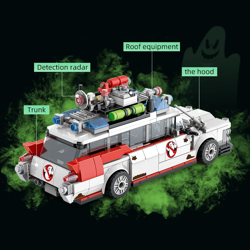 Mini Auto da Corsa Fantasma in Blocchi da Costruzione, 562 Pezzi, Modello MOC, Mattoncini per Auto, Giocattolo Fai-da-Te per Bambini e Adulti, Regalo di Halloween, Natale, Compleanno