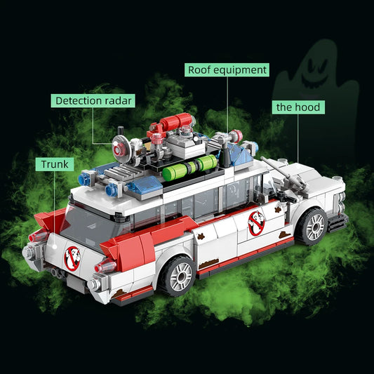 Mini Auto da Corsa Fantasma in Blocchi da Costruzione, 562 Pezzi, Modello MOC, Mattoncini per Auto, Giocattolo Fai-da-Te per Bambini e Adulti, Regalo di Halloween, Natale, Compleanno