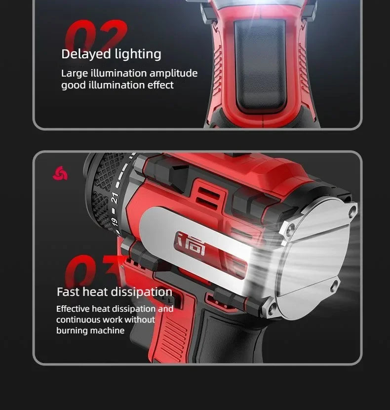 Chigo Trapano Avvitatore Brushless 18V 80 Nm Batteria Li-Ion 10 mm Cacciavite Professionale