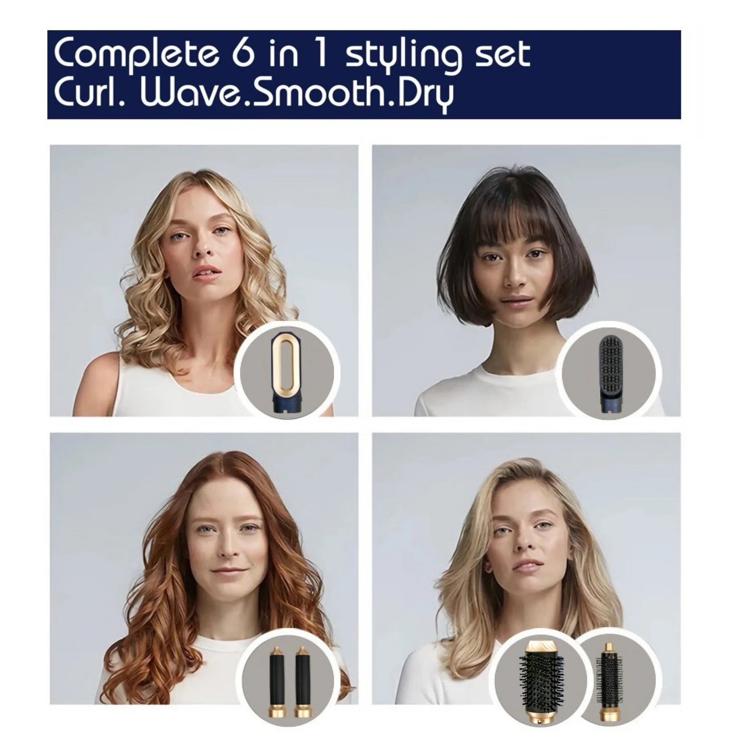 6 in 1 Multi Styler Nuovo design Asciugacapelli per capelli 6 in 1 styler con barile di arricciatura Spazzola ad aria calda Strumento per lo styling MultiStyler