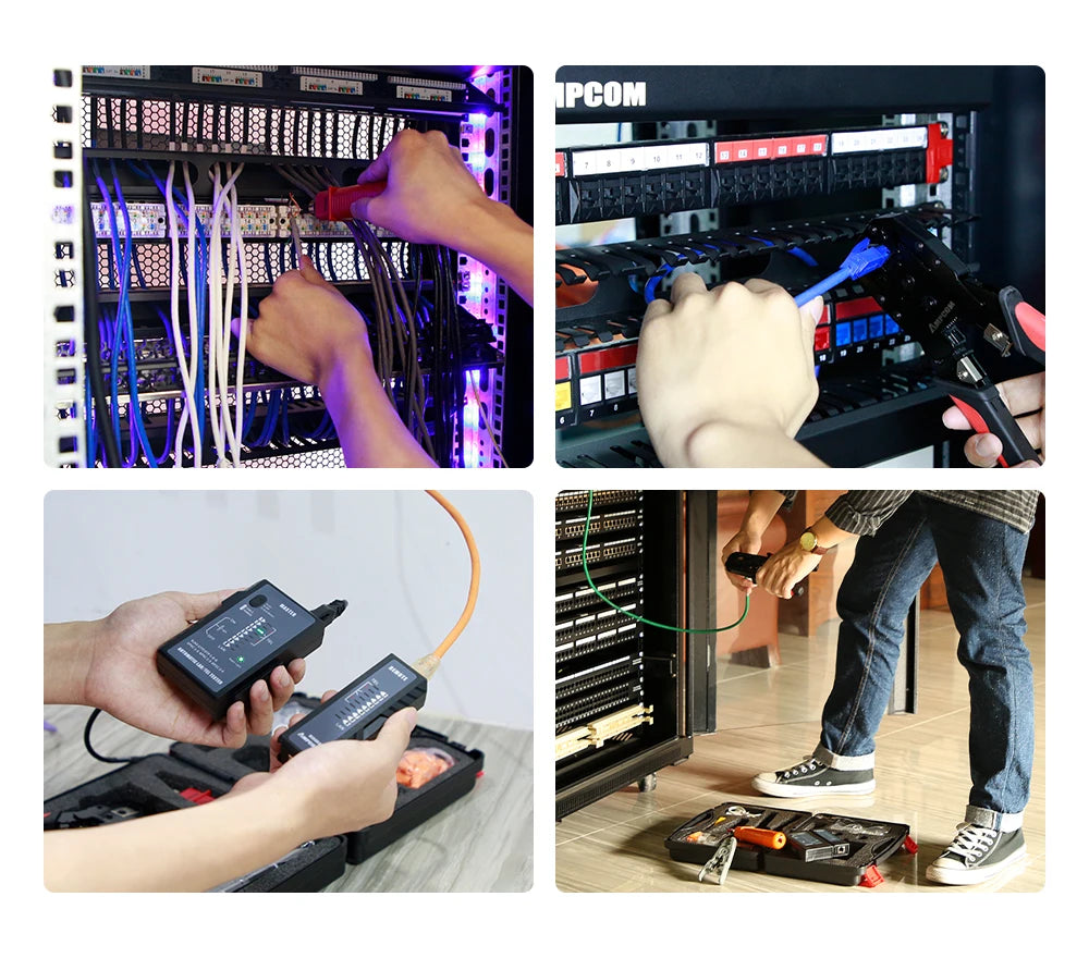 Kit Strumenti Rete 12 In 1 Per Cablaggio Ethernet Crimpatrice RJ45 RJ11 Tester Lan Riparazione Cavi
