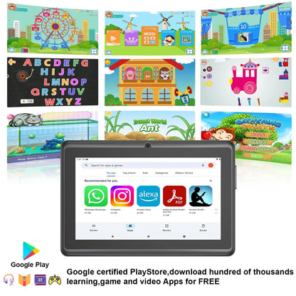 Tablet Per Bambini 7 Pollici Android 13, 4GB RAM, 64GB ROM Espandibile Fino A 1TB, WiFi e Bluetooth, 4000mAh