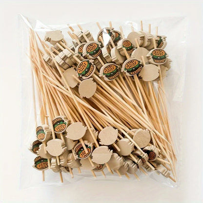 Forchette Di Frutta In Bamboo Usa E Getta 100 Pz Ecologiche Per Buffet Cerimonie Feste