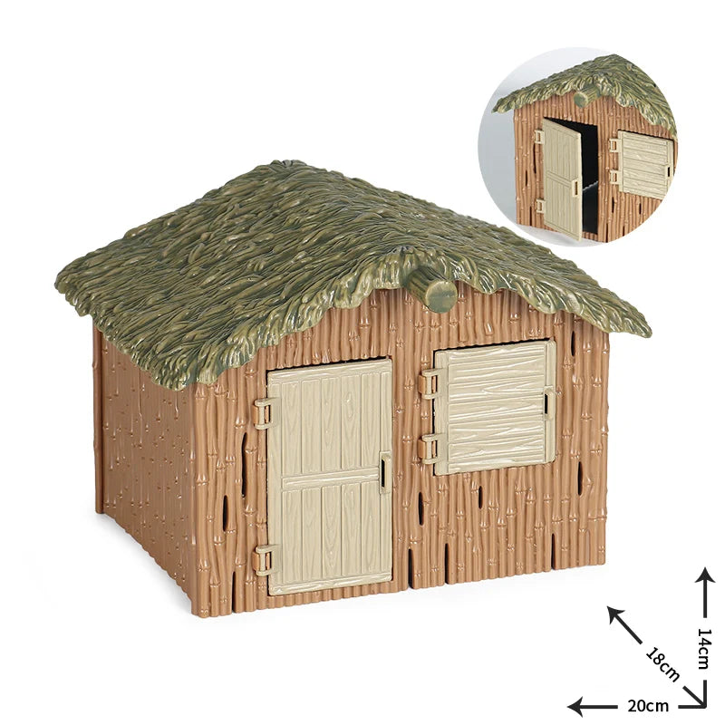 Oenux Farm House Modello Action Figures Agricoltore Moto Mucca Gallina Maiale Animali Set Figurine in miniatura PVC Simpatico giocattolo educativo per bambini