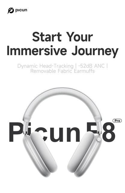 Picun F8 Pro Cuffie Bluetooth Wireless Cancellazione Attiva del Rumore Audio Spaziale 3D e Latenza Bassa