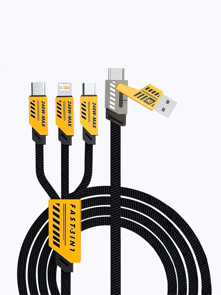Cavo di ricarica universale 3 in 1 USB Type C per la trasmissione rapida dei dati per iPhone Samsung Xiaomi Huawei