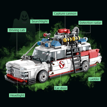 Mini Auto da Corsa Fantasma in Blocchi da Costruzione, 562 Pezzi, Modello MOC, Mattoncini per Auto, Giocattolo Fai-da-Te per Bambini e Adulti, Regalo di Halloween, Natale, Compleanno