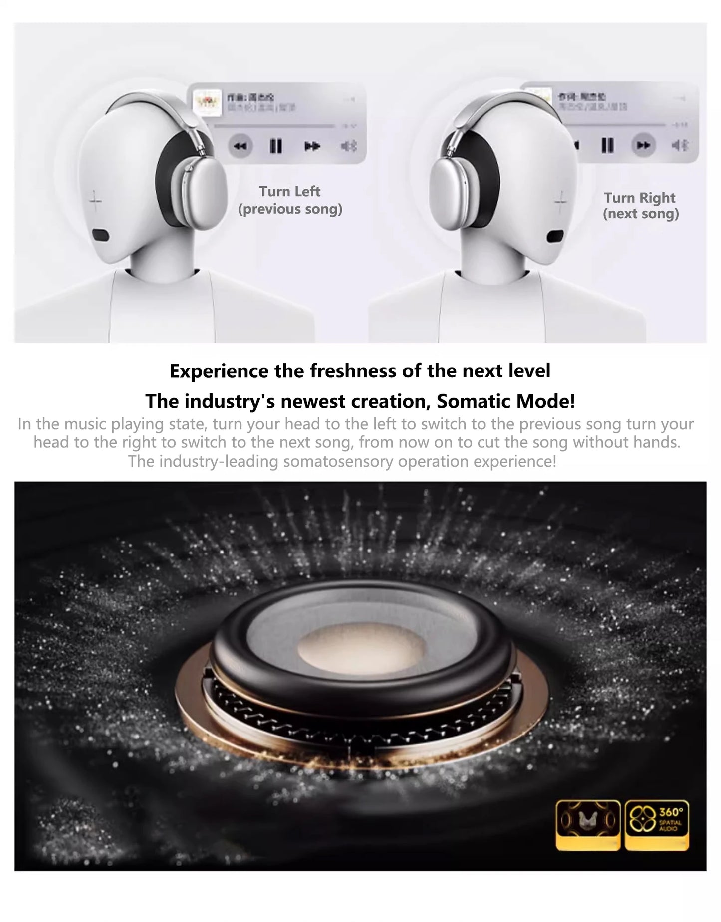 Picun F8 Pro Cuffie Bluetooth Wireless Cancellazione Attiva del Rumore Audio Spaziale 3D e Latenza Bassa