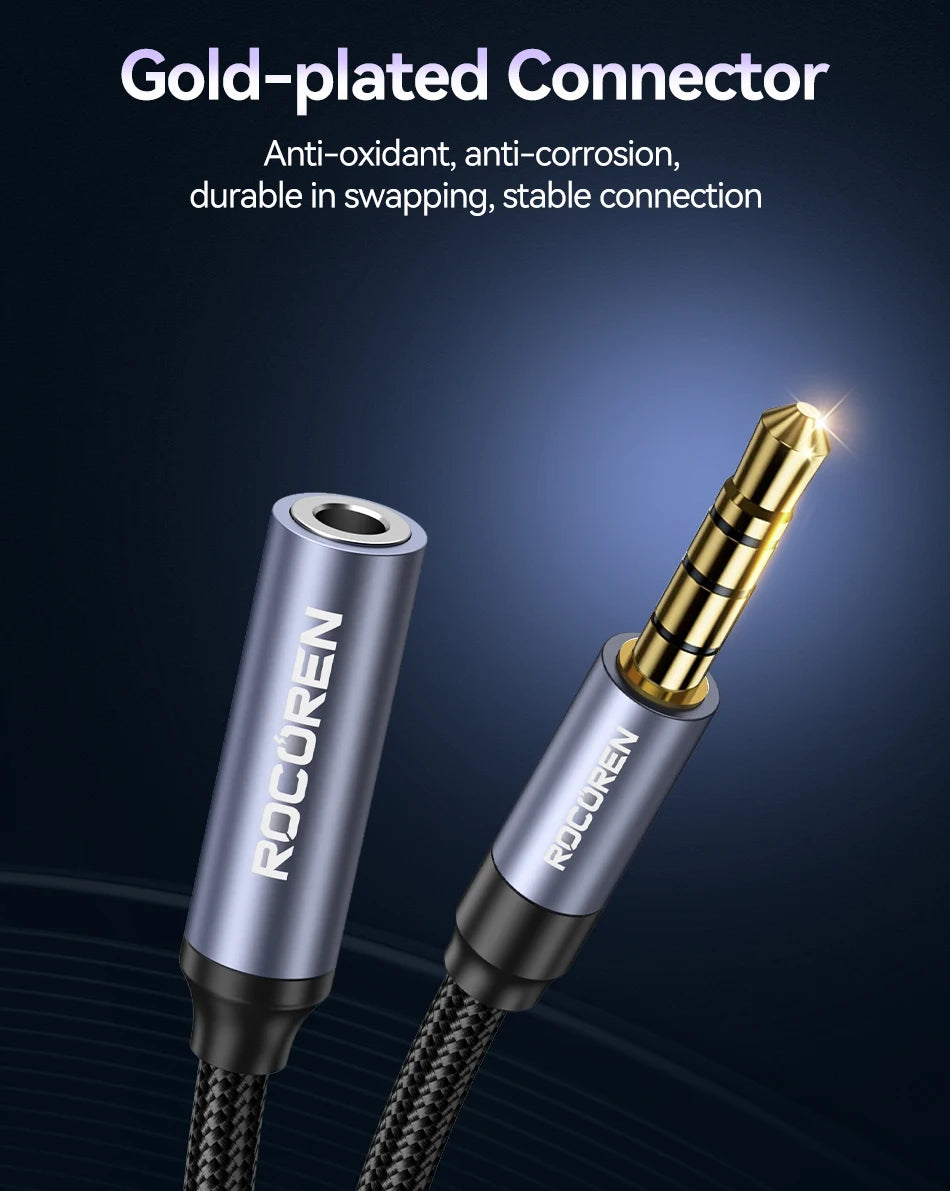 Rocoren Cavo AUX Jack da 3,5 mm Maschio a Femmina Estensione audio Convertitore cavo per altoparlante per cuffie per telefoni Laptop Tablet adattatore