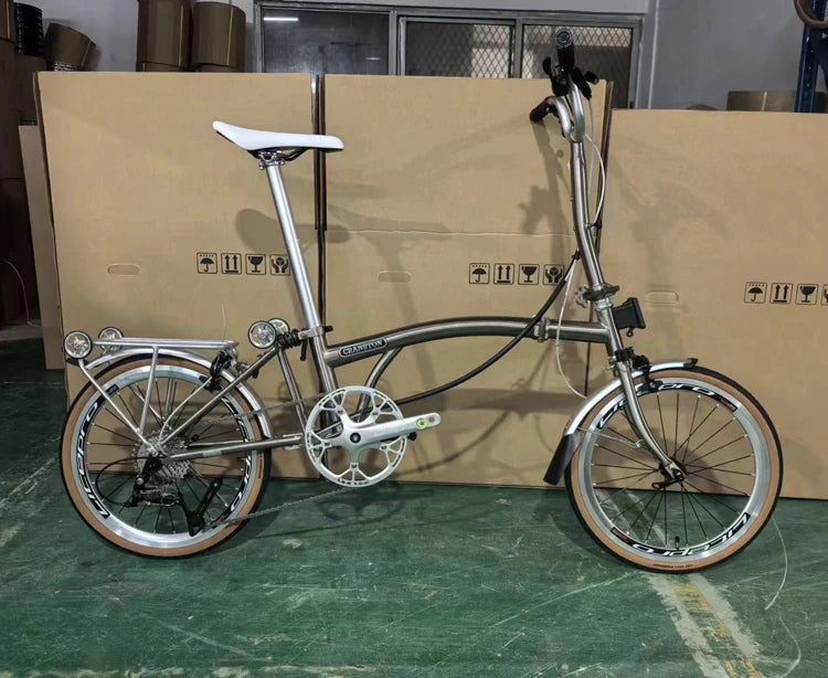 Bicicletta Pieghevole 20 Pollici Da Donna Leggera A 9 Velocità Portatile E Retrò