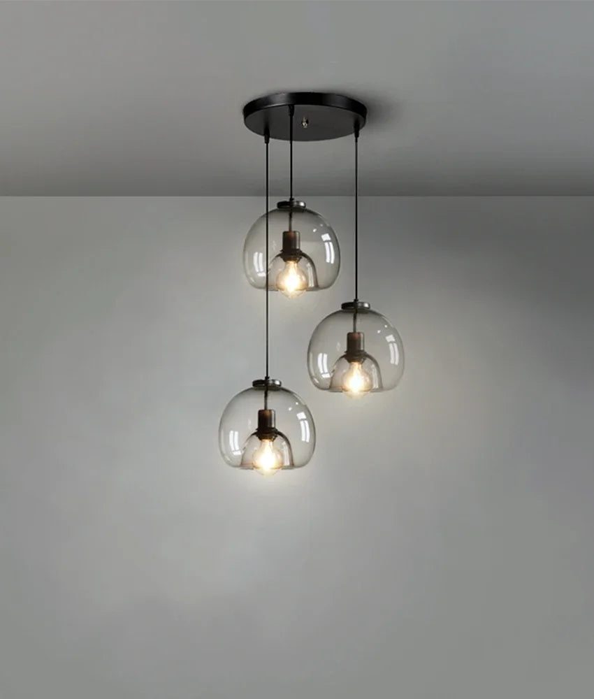 Lampadario A LED In Vetro Sospensione Moderna Grigio Per Soggiorno Pranzo Cucina E Camera Da Letto