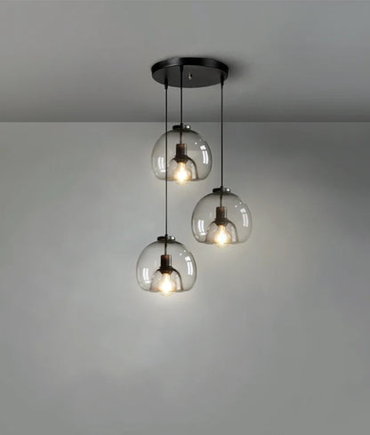 Lampadario A LED In Vetro Sospensione Moderna Grigio Per Soggiorno Pranzo Cucina E Camera Da Letto