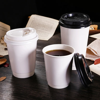 Tazze Da Caffè Usa E Getta Con Coperchio In Carta Kraft 50 Pezzi Per Ufficio Asporto