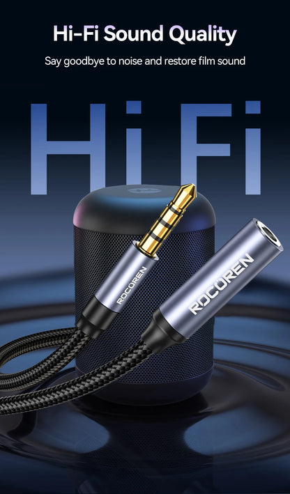 Rocoren Cavo AUX Jack da 3,5 mm Maschio a Femmina Estensione audio Convertitore cavo per altoparlante per cuffie per telefoni Laptop Tablet adattatore