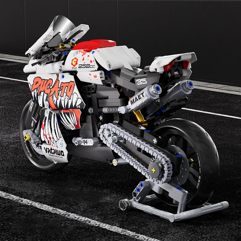 Set Blocchi Moto V4s Racing Con Supporto Esposizione Gioco STEM Per Adulti E Bambini Regalo Unisex