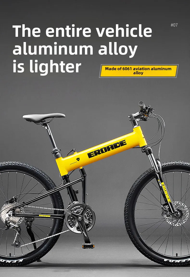 Bici Pieghevole Da Montagna Ultra Leggera Per Adulti Telaio Alluminio 18 Velocità Freno Disco Shimano