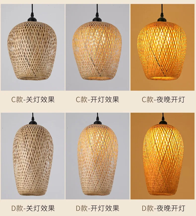Lampada A Sospensione In Bambù E Rattan Intrecciato Lavorata A Mano Arredo Interni Caldo Per Sala Da Pranzo