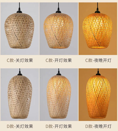 Lampada A Sospensione In Bambù E Rattan Intrecciato Lavorata A Mano Arredo Interni Caldo Per Sala Da Pranzo