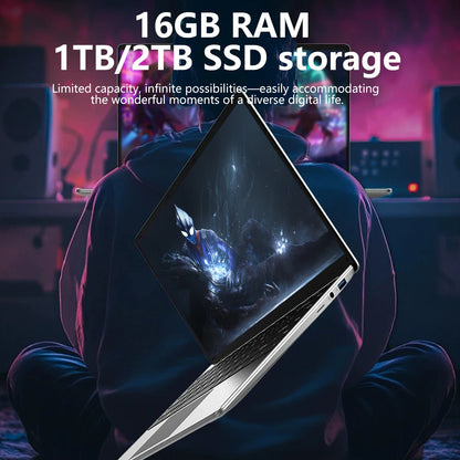 NAIWO 2026 Laptop Ultra Sottile 14.1" Windows 11, 16GB 2TB SSD, Notebook da Gaming Intel 4405U, Display 1920*1080, Computer per Ufficio e Studio