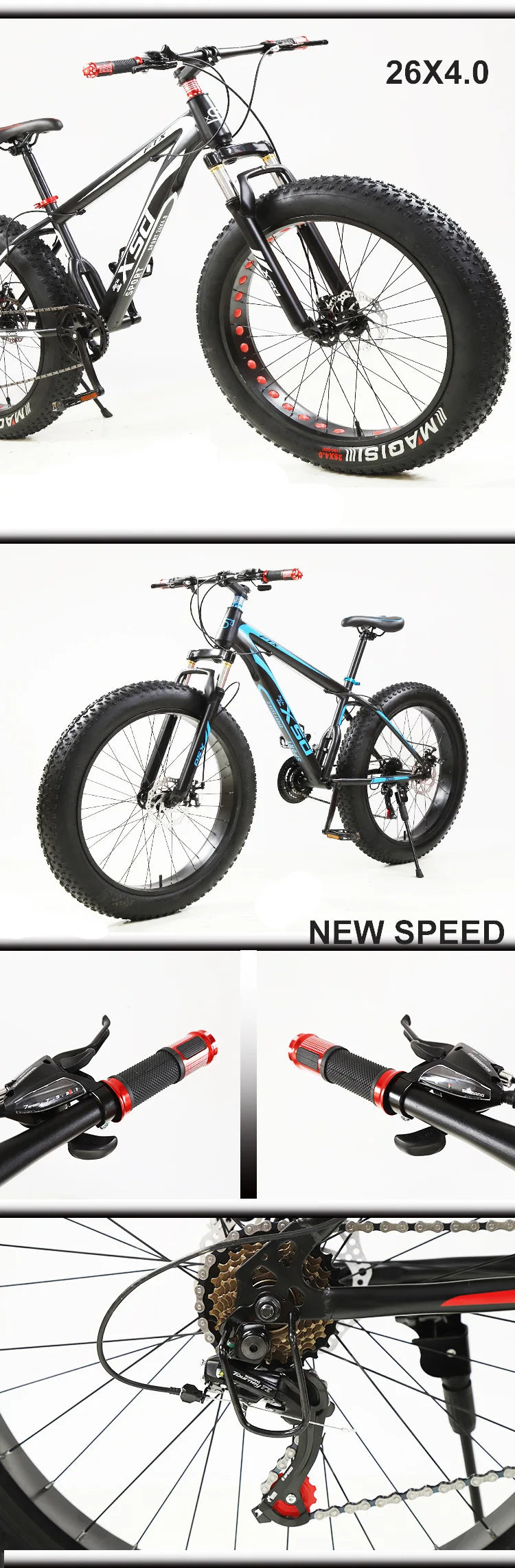 Fat Bike 26 Pollici Con Ammortizzatori Freni A Disco E Pneumatici Allargati Per Spiaggia Neve Fuoristrada