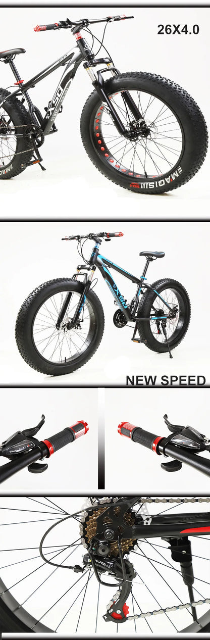 Fat Bike 26 Pollici Con Ammortizzatori Freni A Disco E Pneumatici Allargati Per Spiaggia Neve Fuoristrada