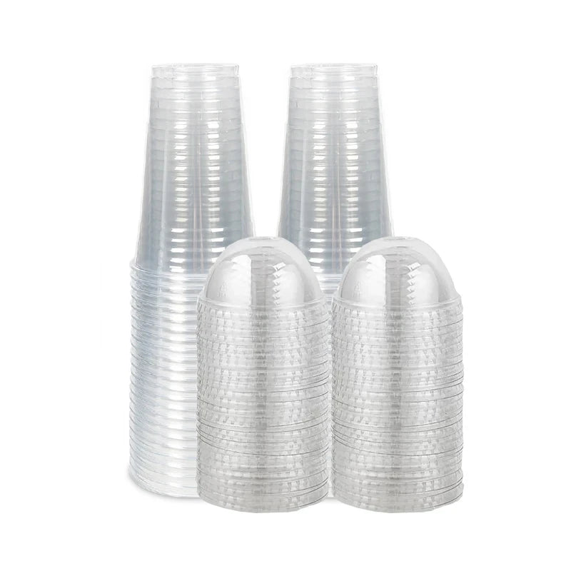 Bicchieri Di Plastica Trasparenti Con Coperchio Usa E Getta Per Bevande Capacità 460 O 600 Ml Set Da 40 E 50 Pezzi