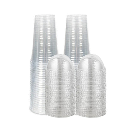 Bicchieri Di Plastica Trasparenti Con Coperchio Usa E Getta Per Bevande Capacità 460 O 600 Ml Set Da 40 E 50 Pezzi