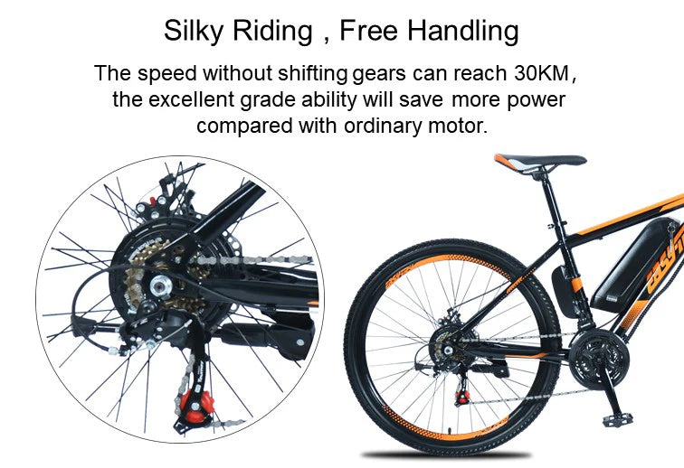Bicicletta Elettrica Da Montagna 26 Pollici Motore Posteriore 750W 48V Batteria Integrata