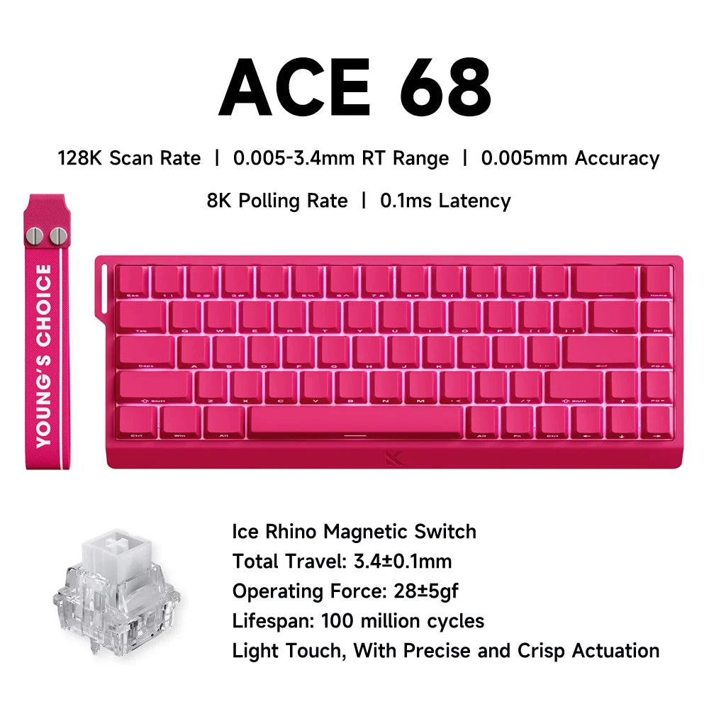 Mchose Ace 68 Tastiera Meccanica Con Interruttore Hall Magnetico Trigger Rapido Programmabile RGB 8K Hz