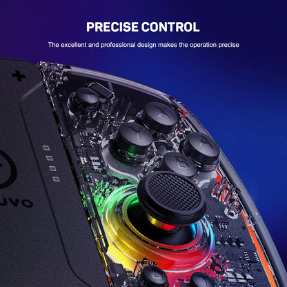 LinYuvo KS40 Gamepad wireless trasparente per Switch/OLED con LED a 8 colori, funzione Turbo. Joystick controller per Switch Lite