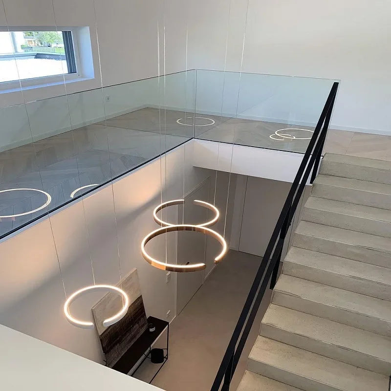 Lampada LED Circolare Sospesa Moderna Oro Rosa Bianco Nero Per Soggiorno E Sala Da Pranzo